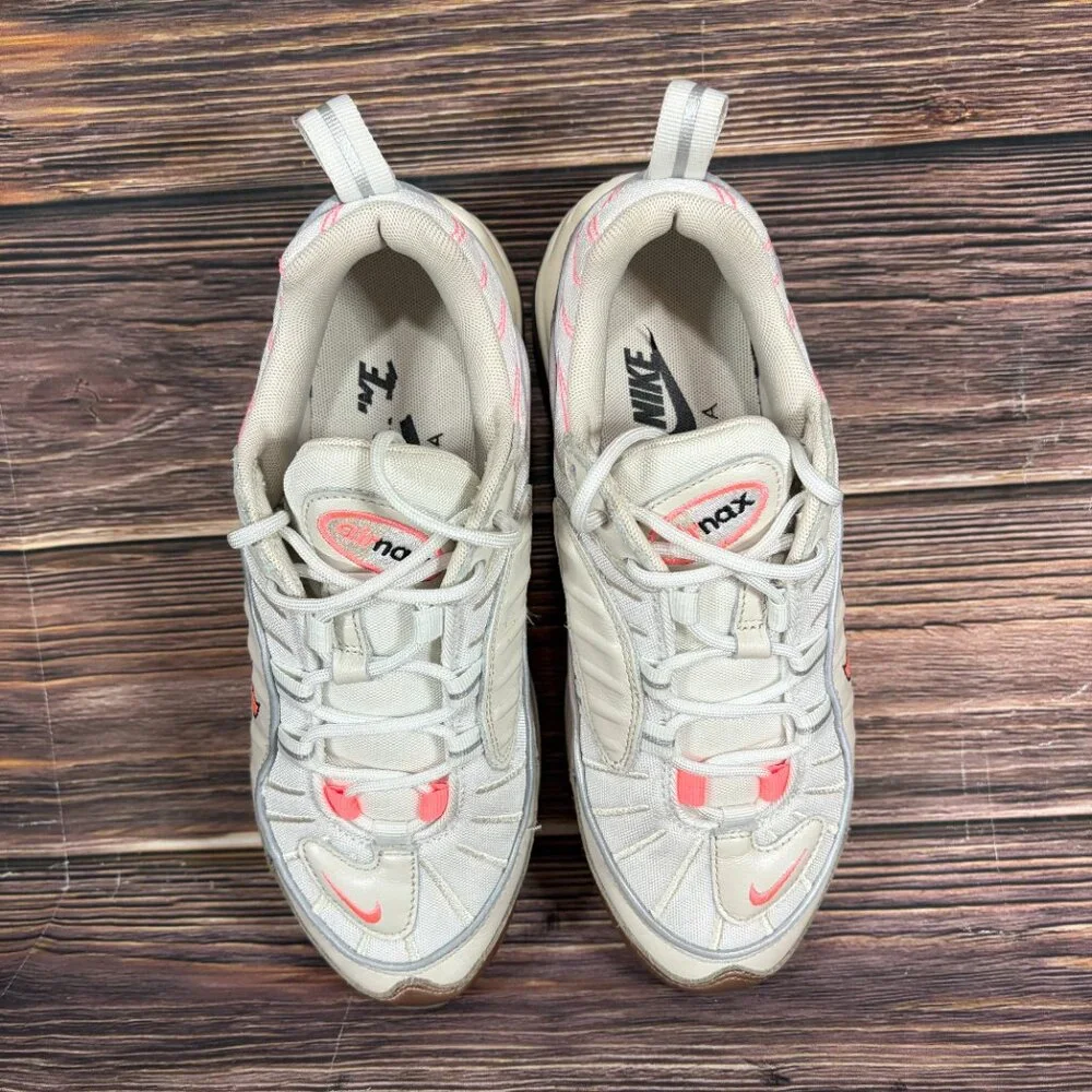 Nike Women's Air Max 98‎ White Brown Athletic Lace Up Shoes Size 7.5